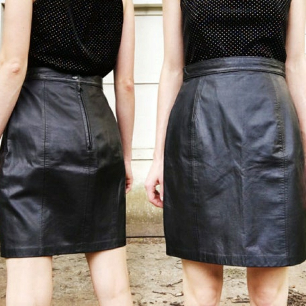 Vintage Black Leather Mini Skirt by I.O.U.